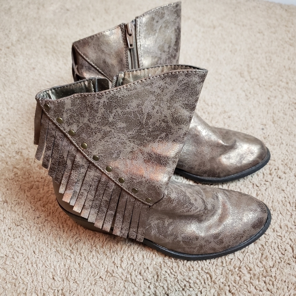 STEVIES Light Gold Fringe Booties